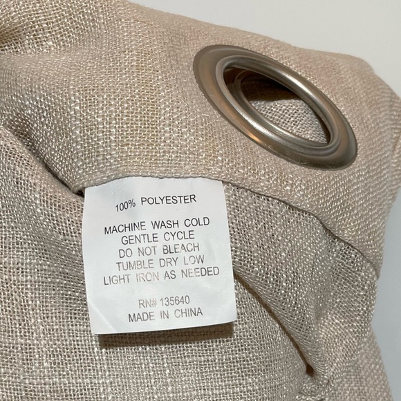 Beige Linen Like Grommet Curtain Panels - Picture 3 of 3
